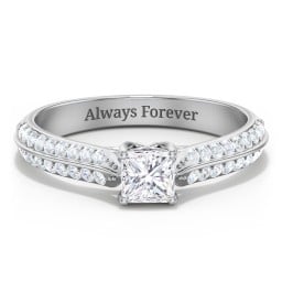 Diamond Solitaire Engagement Ring with Double Row Accents