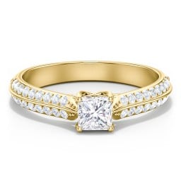 Diamond Solitaire Engagement Ring with Double Row Accents