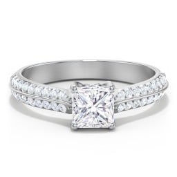 Diamond Solitaire Engagement Ring with Double Row Accents
