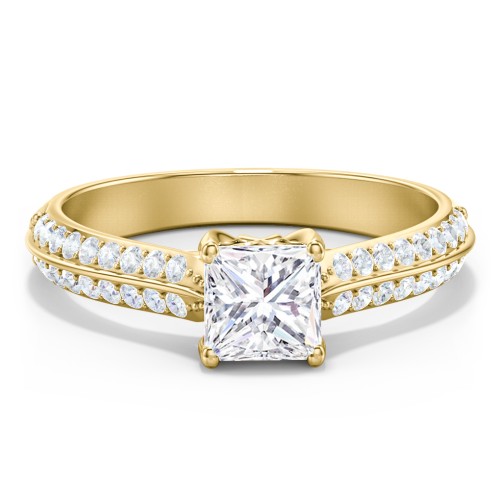 Diamond Solitaire Engagement Ring with Double Row Accents