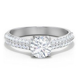 Diamond Solitaire Engagement Ring with Double Row Accents