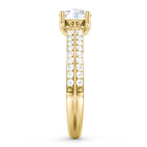 Diamond Solitaire Engagement Ring with Double Row Accents