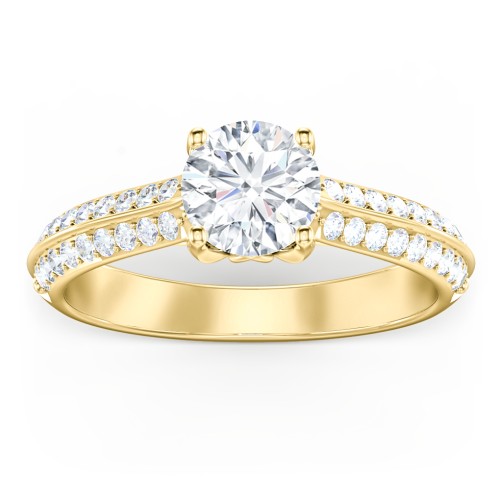 Diamond Solitaire Engagement Ring with Double Row Accents