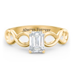 Diamond Solitaire Engagement Ring with Infinity Band in 10K Solid Yellow Gold with 04LABDIAM-EM-1.00-SI1-F-G