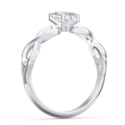Diamond Solitaire Engagement Ring with Infinity Band – 14K White Gold