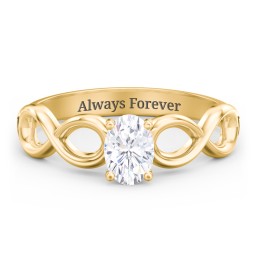 Diamond Solitaire Engagement Ring with Infinity Band in 10K Solid Yellow Gold with 04LABDIAM-OV-0.50-VS2-G-G