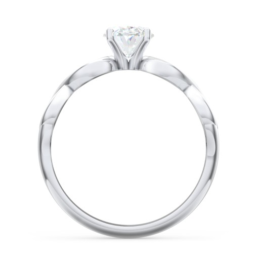 Diamond Solitaire Engagement Ring with Infinity Band – 14K White Gold