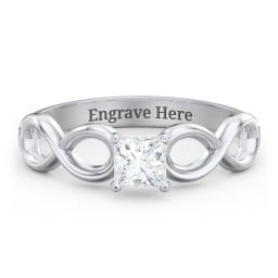 Diamond Solitaire Engagement Ring with Infinity Band