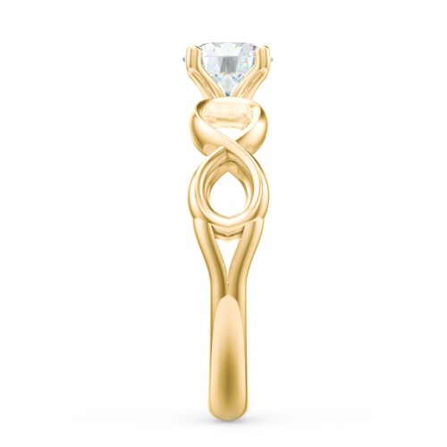 Diamond Solitaire Engagement Ring with Infinity Band – 10K Yellow Gold