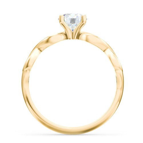 Diamond Solitaire Engagement Ring with Infinity Band – 10K Yellow Gold