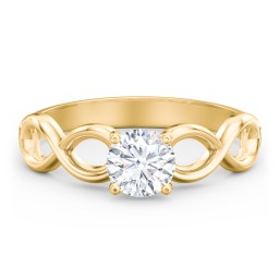 Diamond Solitaire Engagement Ring with Infinity Band in 10K Solid Yellow Gold