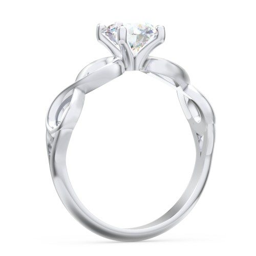 Diamond Solitaire Engagement Ring with Infinity Band – 14K White Gold