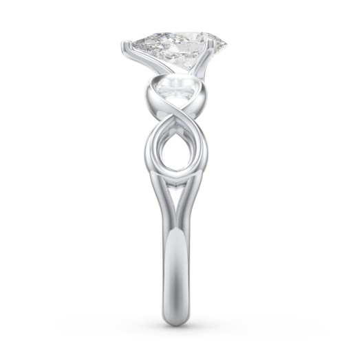 Diamond Solitaire Engagement Ring with Infinity Band – 14K White Gold