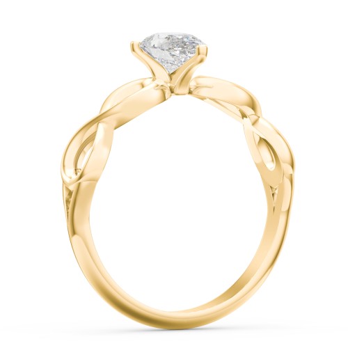 Diamond Solitaire Engagement Ring with Infinity Band – 10K Yellow Gold