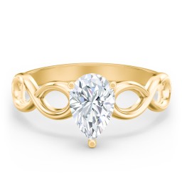 Diamond Solitaire Engagement Ring with Infinity Band in 10K Solid Yellow Gold with 04LABDIAM-PE-1.00-VS2-G-G