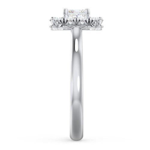 Classic Diamond Halo Engagement Ring – 14K White Gold with Lab Diamond