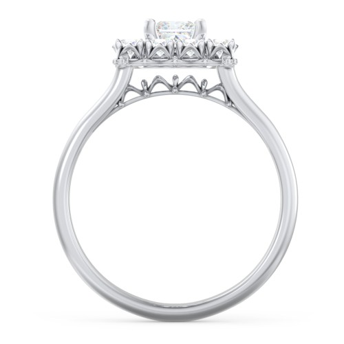 Classic Diamond Halo Engagement Ring – 14K White Gold with Lab Diamond