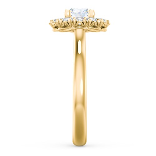 Classic Diamond Halo Engagement Ring – 10K Yellow Gold with Lab Diamond