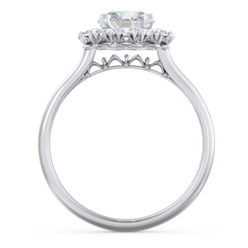 Classic Diamond Halo Engagement Ring – 14K White Gold with Lab Diamond