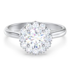 Classic Diamond Halo Engagement Ring – 10K Yellow Gold with Lab Diamond
