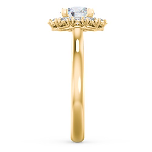Classic Diamond Halo Engagement Ring – 10K Yellow Gold with Lab Diamond