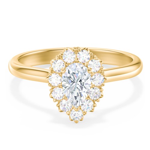 Classic Diamond Halo Engagement Ring – 10K Yellow Gold with Lab Diamond