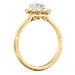 Classic Diamond Halo Engagement Ring in 10K Solid Yellow Gold