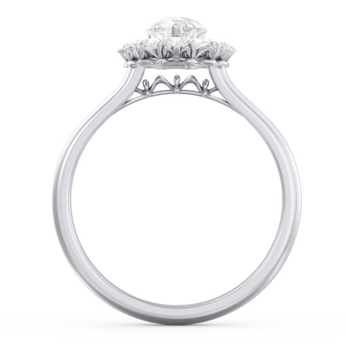 Classic Diamond Halo Engagement Ring – 14K White Gold with Lab Diamond