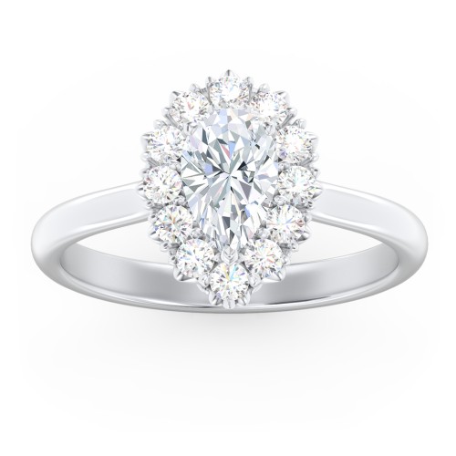 Classic Diamond Halo Engagement Ring – 14K White Gold with Lab Diamond