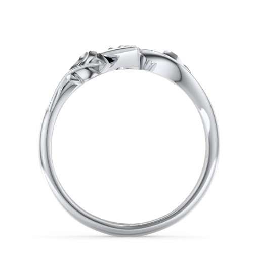 Diamond Leaf Band Ring – 14K White Gold with Lab Diamond