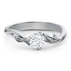 Solitaire Leaf Engagement Ring – 10K Yellow Gold with 09BSAP-RD-0.50