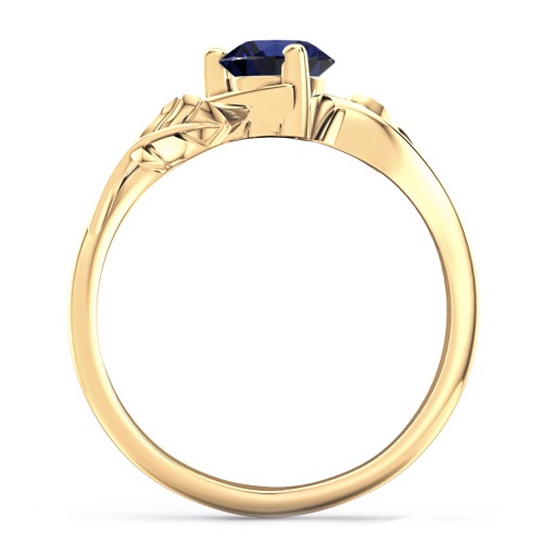 Solitaire Leaf Engagement Ring – 10K Yellow Gold with 09BSAP-RD-0.50