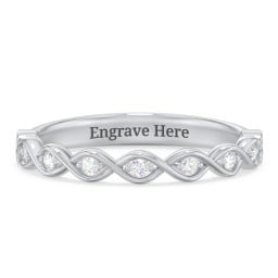 Intertwined Infinity Half Eternity Band with Accent Stones