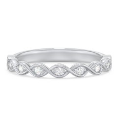 Intertwined Infinity Half Eternity Band with Accent Stones – 14K White Gold with Lab Diamond