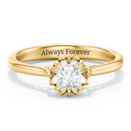 Diamond Solitaire Engagement Ring with Infinity Detail Bridge in 10K Solid Yellow Gold with 04LABDIAM-PC-0.50-VS2-F-G