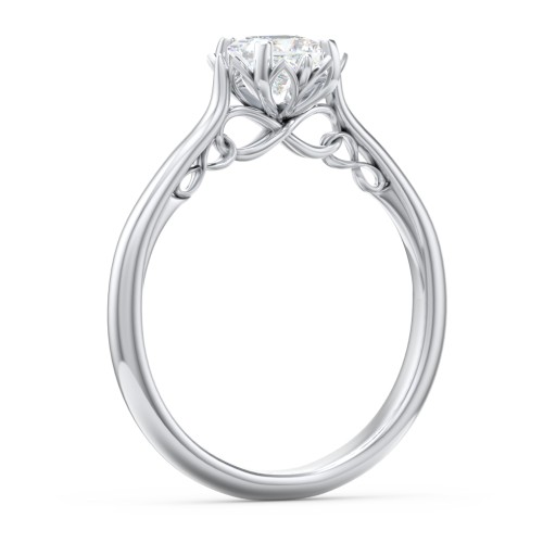 Diamond Solitaire Engagement Ring with Infinity Detail Bridge – 14K White Gold