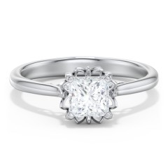 Diamond Solitaire Engagement Ring with Infinity Detail Bridge – 14K White Gold