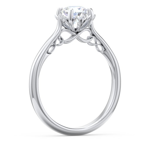 Diamond Solitaire Engagement Ring with Infinity Detail Bridge – 14K White Gold
