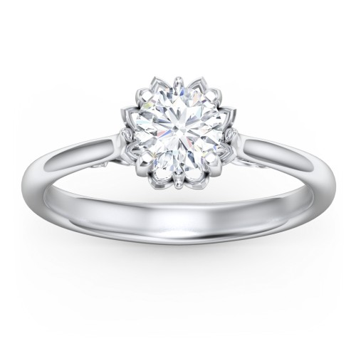 Diamond Solitaire Engagement Ring with Infinity Detail Bridge – 14K White Gold
