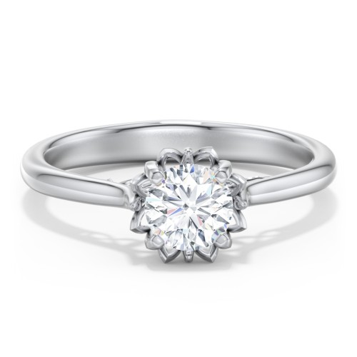 Diamond Solitaire Engagement Ring with Infinity Detail Bridge – 14K White Gold