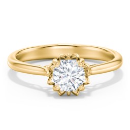 Diamond Solitaire Engagement Ring with Infinity Detail Bridge in 10K Solid Yellow Gold