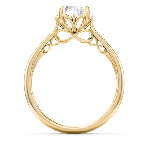 Diamond Solitaire Engagement Ring with Infinity Detail Bridge – 10K Yellow Gold