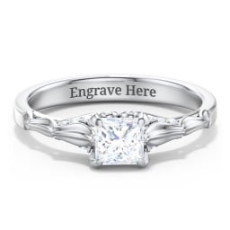 Vintage Diamond Solitaire Ring with Side Accent Stones