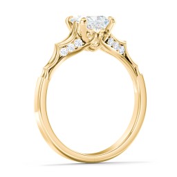 Vintage Diamond Solitaire Ring with Side Accent Stones in 10K Solid Yellow Gold