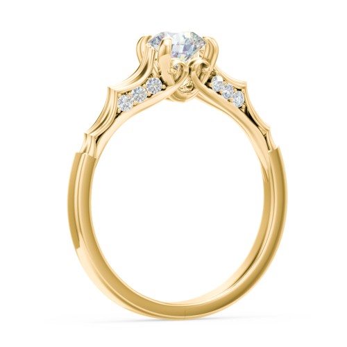 Vintage Diamond Solitaire Ring with Side Accent Stones – 10K Yellow Gold with Lab Diamond