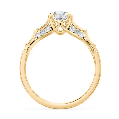Vintage Diamond Solitaire Ring with Side Accent Stones – 10K Yellow Gold with Lab Diamond