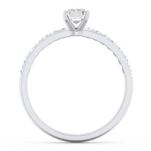 Engagement Ring with Graduated Side Stones – 14K White Gold with Lab Diamond