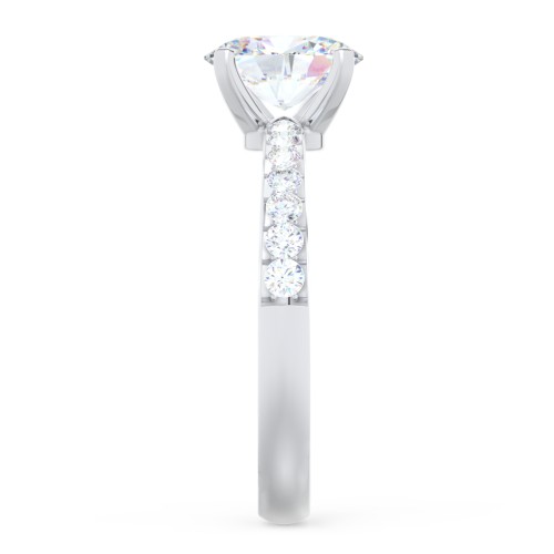 Engagement Ring with Graduated Side Stones – 14K White Gold with Lab Diamond