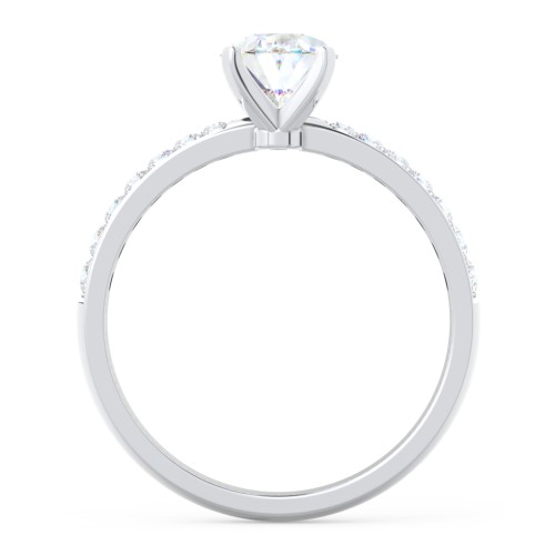 Engagement Ring with Graduated Side Stones – 14K White Gold with Lab Diamond