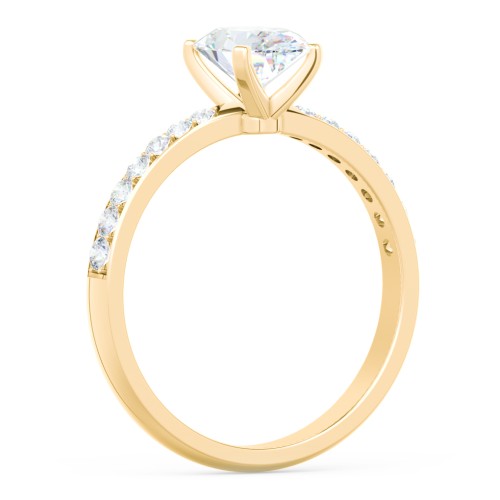 Engagement Ring with Graduated Side Stones – 10K Yellow Gold with Lab Diamond